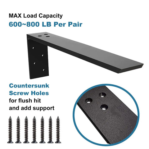 Beefy Heavy Duty Countertop Support Brackets Pack Of 2 For Granite Quartz Wood Laminate Countertops Hidden Forward L Shelf Brackets 16 x 6 x 2.5 Inches with screws.