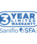 Sanicom 2 Commercial Wastewater Drain Pump Workhorse Badass 32 Feet Vertical Lift warranty logo for reliability assurance