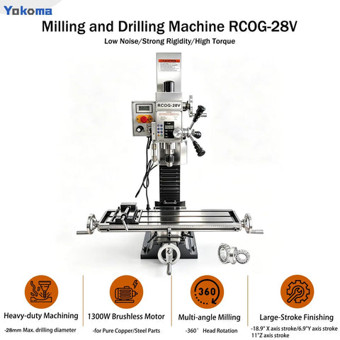 Benchtop Drilling Milling Machine With 1300W Brushless Motor Variable Speed 20 To 2250 RPM featuring adjustable controls and heavy-duty build.