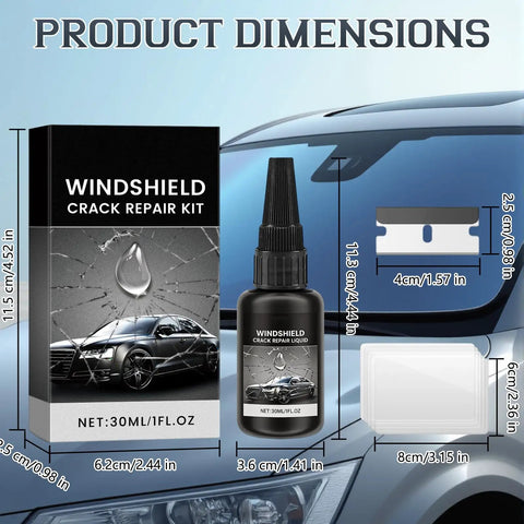 Windshield Crack Repair Kit Two Pack Quick Glass Repair Liquid For Chips And Cracks Car Windows Mirrors Glass DIY Auto