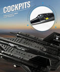 Close-up of cockpit on SR-71 Blackbird Reconnaissance Aircraft Building Block Set For Kids And Adults, Military Brick Model
