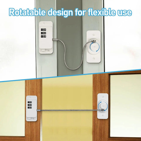 3 Pack No Drill Cabinet And Window Locks With Adhesive Mount ABS And Steel Safety Locks for windows with rotatable design