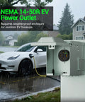 Heavy Duty Nema 14-50 EV Charger Outlet With Waterproof Box Kit 50 Amp installed in rainy weather with electric vehicle.