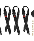 Two Point Universal Seat Belt Harness Kit For Go-Karts, Club Carts And Golf Carts, Adjustable 54-Inch Webbing, Set Of 4