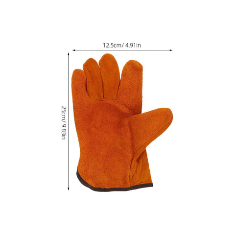 Full Leather Short Welding Gloves For Men, Heat Resistant And Abrasion Resistant Hand Protection, orange glove dimensions