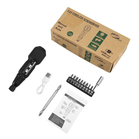 Cordless Electric Screwdriver Set With USB Charge Portable 2 In 1 Electric And Manual Driver LED Light For Precision Fixes
