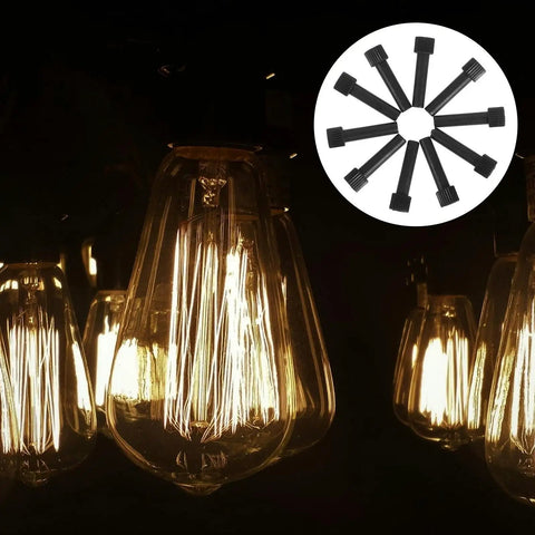 Upgrade Your Home Lighting Game With These 10 Pc Black Lamp Switch Knobs For Floor And Table Lamps Featuring Fine Tuning Control Easy Install Plastic Handles That Make Dimming And Adjusting Brightness Total Vibe. Black plastic lamp switch knobs shown with lit bulbs