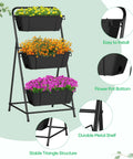 Space Saving 3 Tier Raised Garden Bed Vertical Planter With Drainage Holes And Removable Tray For Patio Balcony Porch