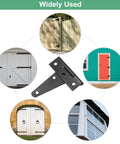 4 Pack Iron T Strap Shed Door Hinges 3 Inch Barn Gate Hinges Tee Hinge Wrought Hardware With Screws For Wooden Fences Usage Display