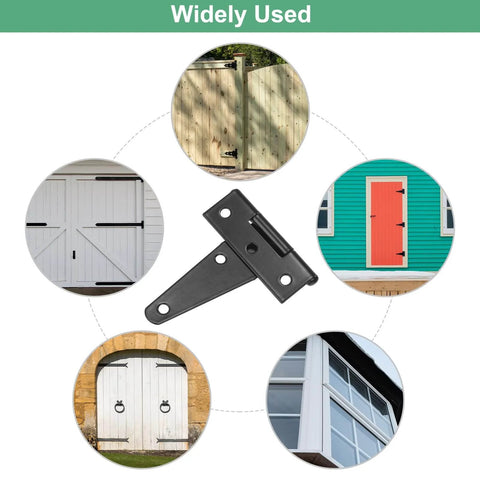 4 Pack Iron T Strap Shed Door Hinges 3 Inch Barn Gate Hinges Tee Hinge Wrought Hardware With Screws For Wooden Fences Usage Display