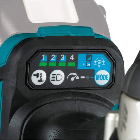 Close-up of control panel on 18V LXT Brushless Cordless 1/2 Inch Mid Torque Impact Wrench With Detent Anvil, 4 Speed Settings