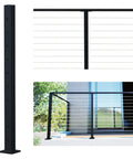 Beefy 36 Inch High Steel Cable Railing Post For Decks, Heavy Duty Middle Post With 2x2 Inch Frame, Black Powder Finish