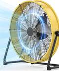 20 Inch Industrial Drum Fan Pushing 4650 Cubic Feet High Velocity Air Through Four Speed Settings Built Like A Tank For Portable Warehouse And Garage Cooling