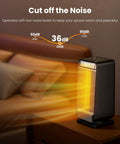 Portable 1500W Space Heater With 70 Degree Oscillation, Digital Display, Thermostat, on nightstand near sofa