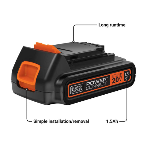 20V Max 15 Ah Lithium Ion Rechargeable Power Tool Battery Built Like A Brick For No Sweat Diy Fixes And Backyard Chore Runs With Reliable Extended Runtime Compatible With Favorite Cordless Tools Model Lbxr20, side view.
