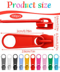 100 Pcs Metal Zipper Slider Replacement Kit Size 3 Universal Zipper Repair 12 Color Options for Clothing Jackets Coats and Backpacks