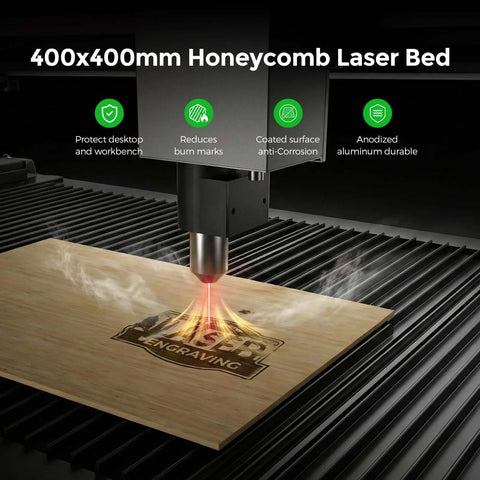 Cloudray 400x400mm honeycomb laser bed, black coated aluminum, set of 4 for desktop CO2 laser engravers