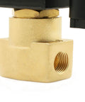 Close-up of Brass Electric Solenoid Valve Quarter Inch NPT 110V AC Normally Open For Air Gas Water Non Potable Diesel Fuel