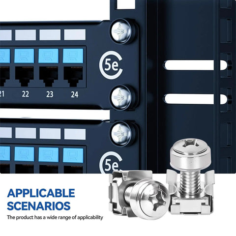 Rock Solid 120 Pack M6 X 20mm Stainless Steel Rack Mount Screws And Cage Nuts Built Tough Server Rack Kit for Networking Gear.