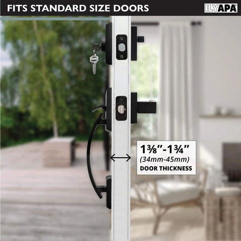 Modern Matte Black Front Entry Door Handleset With Low Profile Exterior Lockset Halifax Lever And Single Cylinder Deadbolt