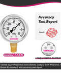 GOATACURA glycerin-filled vacuum pressure gauge, 2-inch dial, 304 stainless steel case, 1/4-inch NPT lower mount, high accuracy