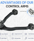 Front upper control arm with ball joint, black steel, side view