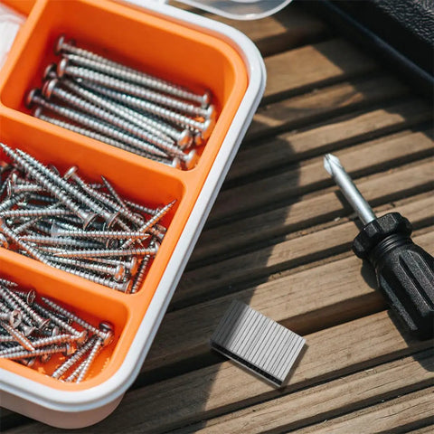 60 Piece Top Shelf Shutter Tilt Rod Repair Staples And Heavy Duty Metal Hardware Kit For Louver Hinge Restoration Durable Multipurpose Window Cover Bracket Fastening Set For Weekend Warrior Diy Fixes, screws and staples in toolkit