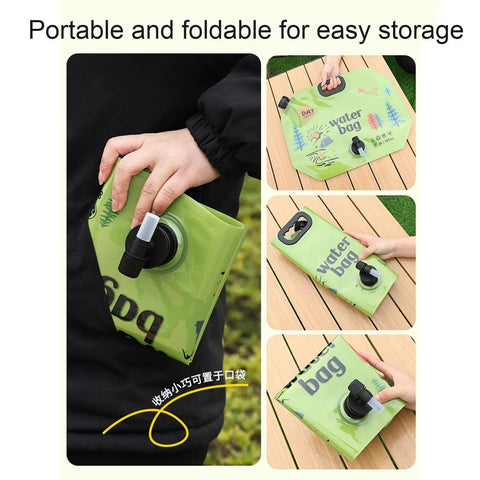 All Day Hydration On Tap Large Capacity Camping Water Container with foldable outdoor bag and bladder in use