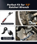 Heavy Duty Pry Bar Wrench Adapter Head For Tight Spaces Fits Half Inch Drive Ratchet 8 Point Square Crowbar Adapter Tool