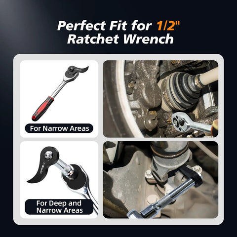 Heavy Duty Pry Bar Wrench Adapter Head For Tight Spaces Fits Half Inch Drive Ratchet 8 Point Square Crowbar Adapter Tool