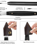 Deadly Sharp 5CR15 High Carbon Steel Marking Knife With Double Beveled Blade Solid Wood Handle Includes Leather Sheath dimensions and usage.