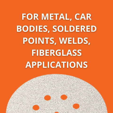 Hook And Loop Sanding Sheets 60 Grit 50 Pack For Metal Auto Body And Fiberglass, perforated disc, orange background