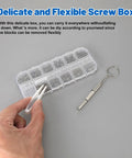 Stainless Steel Glasses Screws And Sunglasses Repair Kit 600 Piece Set with flexible screw box and tweezers for repairs.