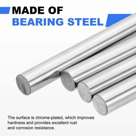 8mm x 200mm Linear Motion Rods Set With Hardened Chrome Plated Coating HRC50 Beefy Pro Grade Ball Bearing Steel Rails