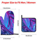 Hot Mess? No Way. These Abstract Fluid Oven Mitts and Pot Holders with measurements, designed for men and women.