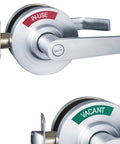 Vacant Or In Use Bathroom Indicator With Privacy Handle Lock And Extra Large Window ANSI Grade 2 Stainless Steel See From 50 Feet No Guesswork For Restrooms Crowd Control Ready For Office And Public Use on stainless steel lock showing 'In-Use' and 'Vacant'