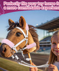 Realistic Hobby Horse Bridle With Metal Bit And Adjustable Reins In Faux Leather and Stainless Steel for Equestrian Play