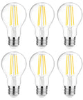 60W Equivalent E26 LED Filament Bulbs Daylight 4000K Non Dimmable A19 Glass Clear, 6 Pack, Energy Efficient Lighting, Vintage Look