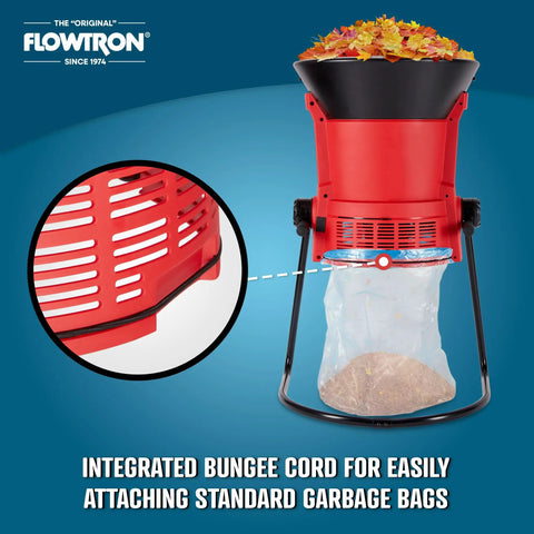 Electric Leaf Mulcher And Shredder No More Bagging For Wet And Dry Leaves with bungee-attached garbage bag
