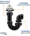 Keep Your Mobile Home From Sniffing Sour With This Rock Solid Rv P Trap And Bathtub Drain Kit Designed For Straight Up Gray Water Routing And Keeping Nasty Sludge Out. 2" drain hole, chrome drain stopper and durable ABS plastic.