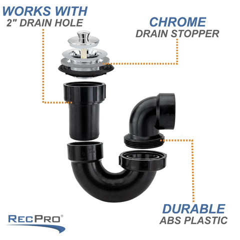 Keep Your Mobile Home From Sniffing Sour With This Rock Solid Rv P Trap And Bathtub Drain Kit Designed For Straight Up Gray Water Routing And Keeping Nasty Sludge Out. 2" drain hole, chrome drain stopper and durable ABS plastic.