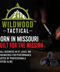 DIY Chicago Screws Set for Kydex visible with text overlay 'Wildwood Tactical' highlighting craftsmanship in St. Louis, MO.