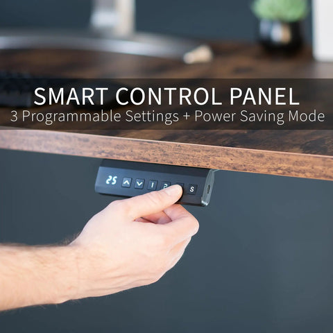 Vivo Black Standing Desk 71 By 36 Inches Electric Height Adjustable Sit Stand Workstation control panel for adjustable settings.