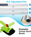 Ultimate Pool Cleaning Kit With 10.5 Foot Pole For Easy Debris Removal Includes Heavy Duty 17.5 Inch Round Net Brush Rotatable Scrub Brush And Corner Cleaning Accessory For Quick Pool Maintenance, 10.5 ft adjustable pole