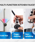Top Shelf High Arc Pull Down Kitchen Faucet Delivering Three Quick Adjust Spray Patterns In Rust Resistant Brushed Nickel with hot-cold selector.