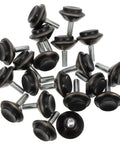 Heavy Duty Furniture Levelers 20 Pack Adjustable Screw Feet To Fix Wobbly Office Chairs Swift Swivel Glides close-up of black iron screw feet