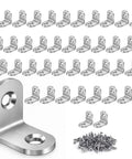 Killer Stainless Steel L Brackets For Shelves With 80 Heavy Duty Screws Slick Hardware Kit For Diy Repair displaying 40 corner mounts and matching screws.