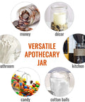 Decorative Clear Glass Apothecary Jar With Metal Lid For Kitchen Bathroom Or Laundry Organization Ideal Storage Canister
