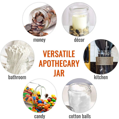 Decorative Clear Glass Apothecary Jar With Metal Lid For Kitchen Bathroom Or Laundry Organization Ideal Storage Canister