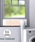 Dryer Vent Window Kit For 4 Inch Hose Adjustable Sliding Vent With Insulating Foam Seal Tape No Brainer Install Keeps Heat Out And Cool Room For Apartments And Home Laundry installed in window